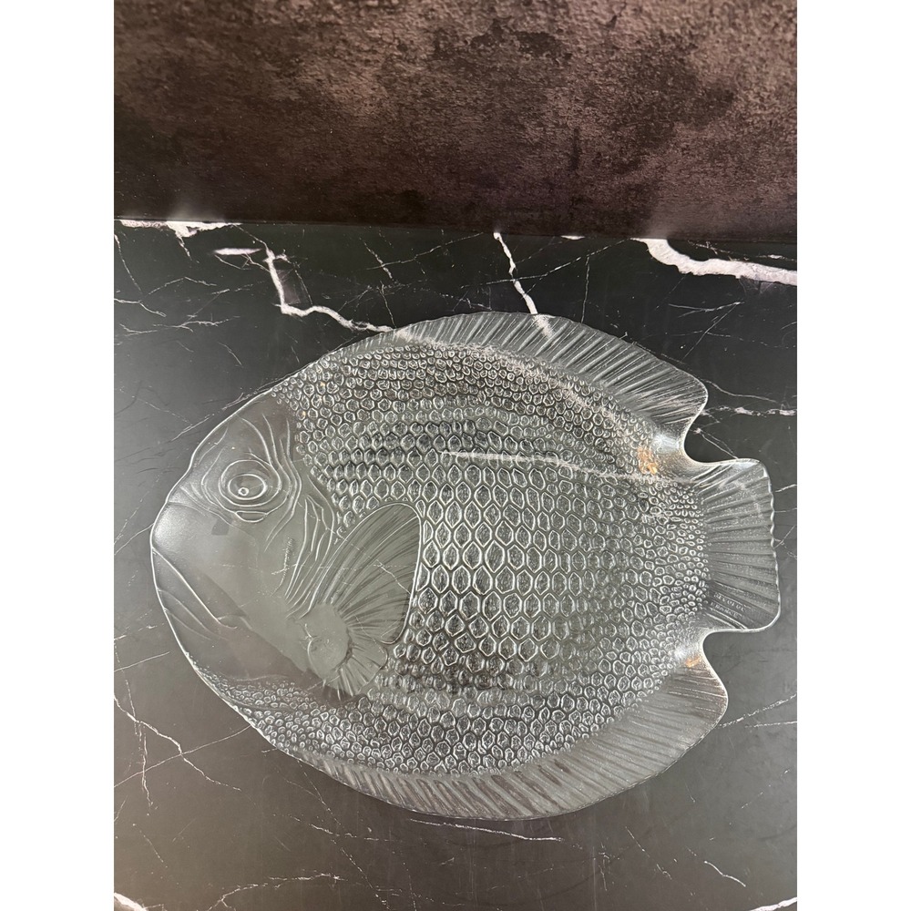 Vintage Arcoroc France Poisson Fish Glass Large Plate Platter 12X15 MINT!